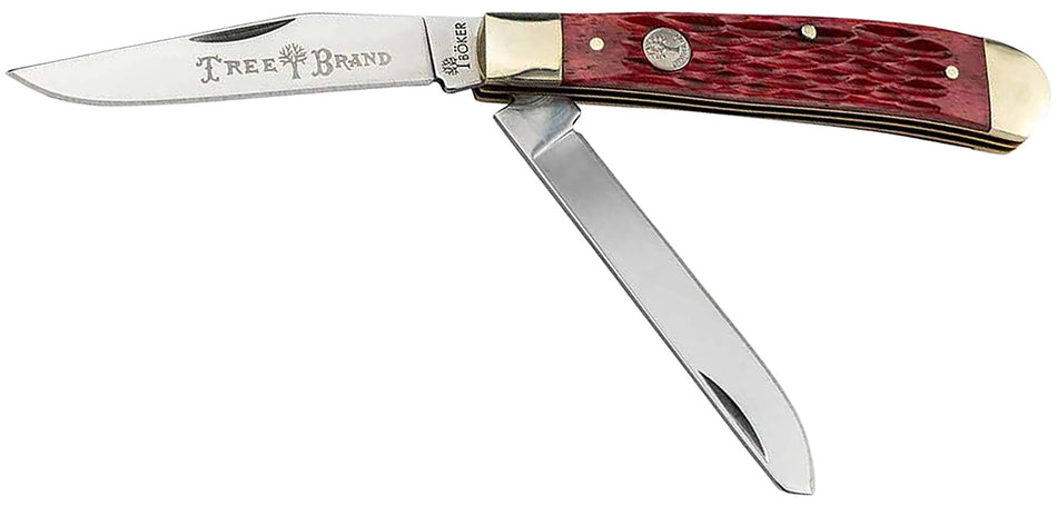 Boker Traditional Series Trapper 2.0 110825 Clip/Spey D2 Blade Red Jigged Bone Handle