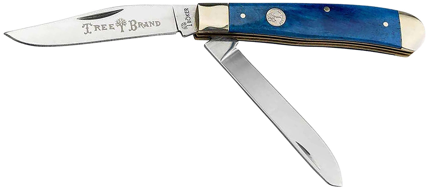 Boker Traditional Series Trapper 2.0 110828 Clip/Spey D2 Blade Blue Jigged Bone Handle