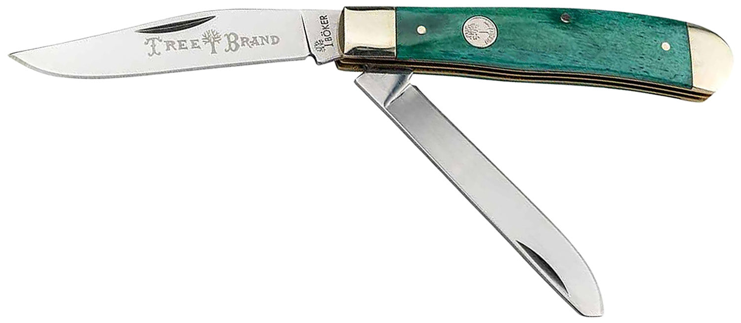 Boker Traditional Series Trapper 2.0 110829 Clip/Spey D2 Blade Smooth Green Bone Handle