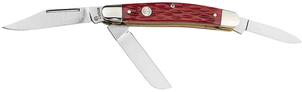 Boker Traditional Series Stockman 110855 Medium D2 Blade Red Jigged Bone Handle