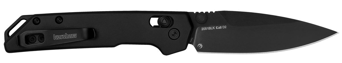 Kershaw Mini Iridium 3" Folding Knife 2051BLK, Stonewashed D2 Spear Point Blade with Ice Blue Aluminum Handle