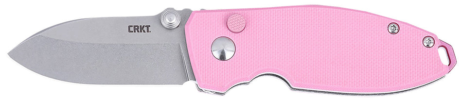 CRKT SQUID EDC Folder Model 2474P, 2.27" Stonewashed D2 Steel Blade, Pink G10 Handle