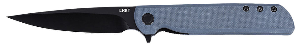 CRKT LCK+ 3.38" Black Oxide 14C28N Steel Folding Pocket Knife Gray Textured G10 Handle 3801KN
