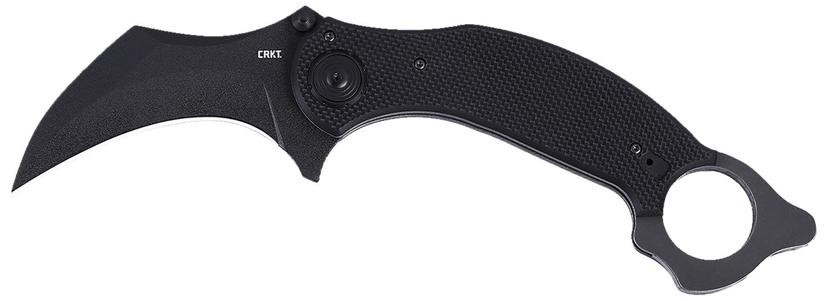 CRKT Du Hoc Deadbolt Karambit Fixed Blade 3.62" Black Coated D2 Steel, Black G10 Handle