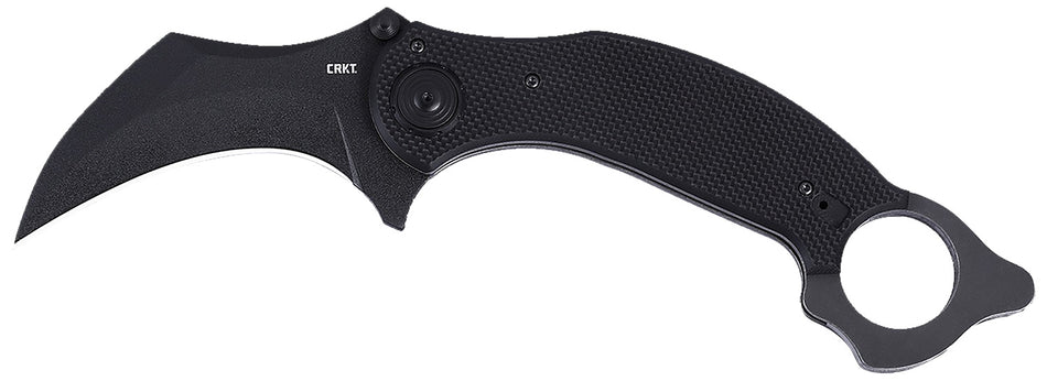 CRKT Du Hoc Deadbolt Karambit Fixed Blade 3.62" Black Coated D2 Steel, Black G10 Handle