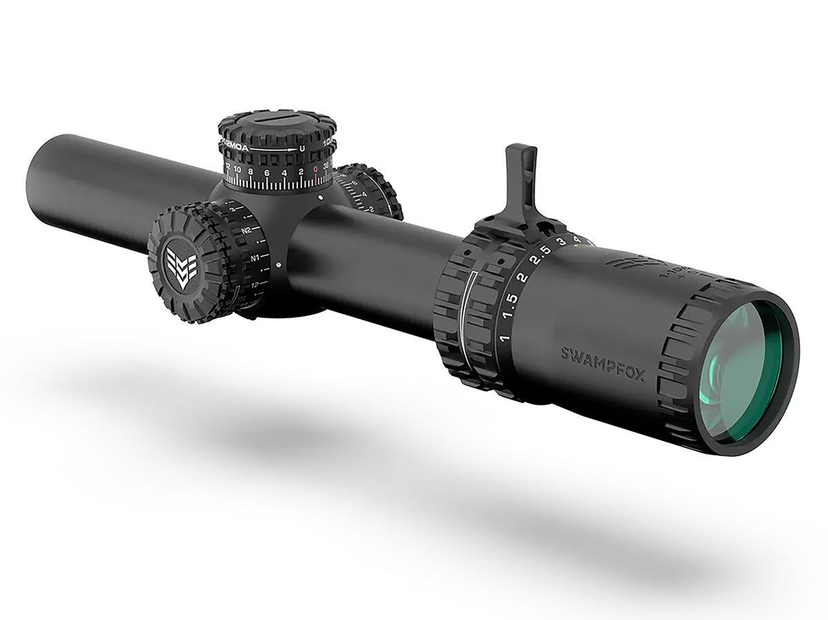 Swampfox Arrowhead Black 1-10x24mm 30mm Tube Guerrilla Dot BDC Long Reticle Riflescope