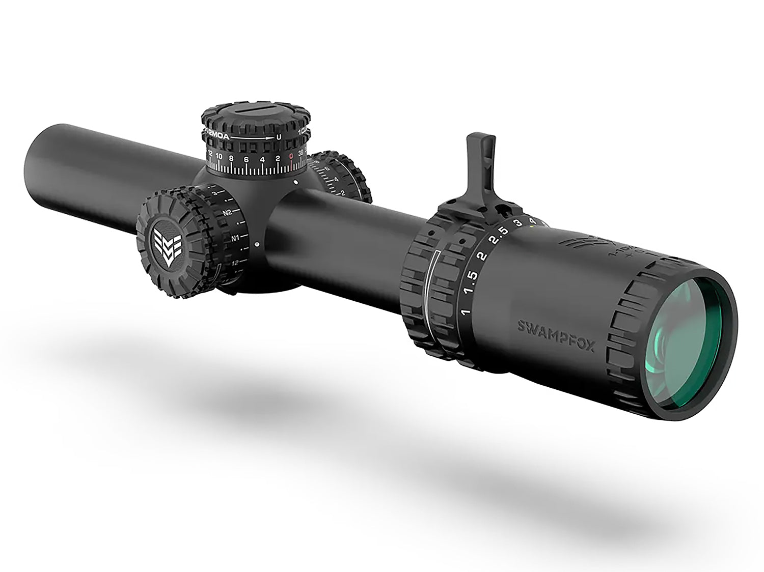 Swampfox Arrowhead Black 1-10x24mm 30mm Tube Guerrilla Dot BDC Long Reticle Riflescope