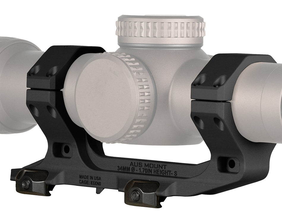 Reptilia 100240 34mm 1.70 Inch Bore Height AUS Optic Mount Black Anodized Picatinny