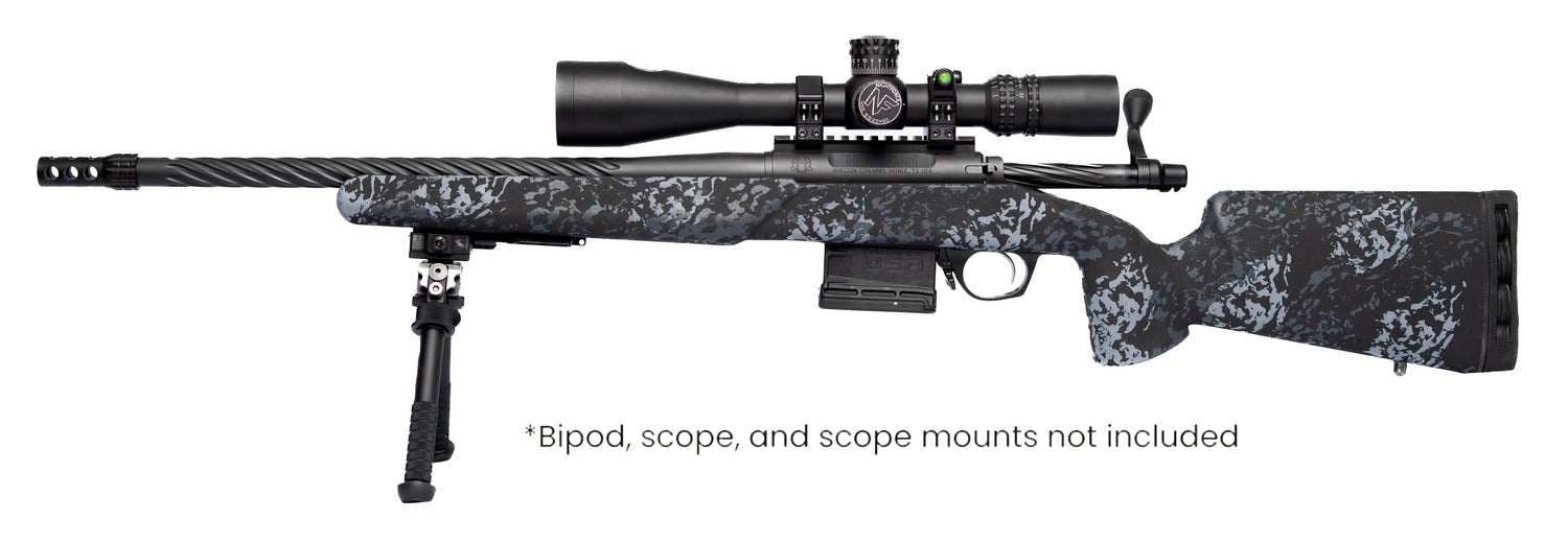Horizon Firearms RF018S221814T17 Vandal Dark 2 22 Creedmoor 18" Black Fluted Threaded Barrel, Picatinny Rail Receiver, Arca Rail Forend, Textured Iota Carbon Fiber Stock