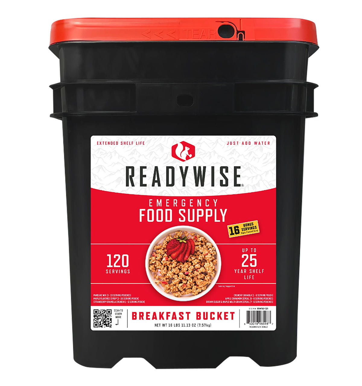 Wise Foods Freeze Dried Emergency Breakfast Bucket 120 Servings Granola Apple Cinnamon RW10121