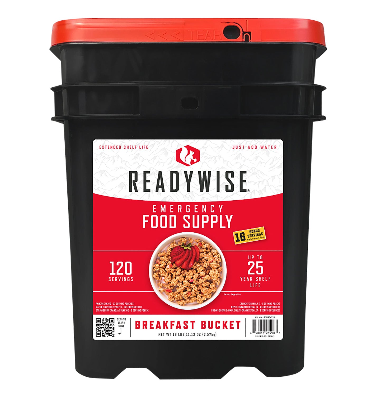 Wise Foods Freeze Dried Emergency Breakfast Bucket 120 Servings Granola Apple Cinnamon RW10121