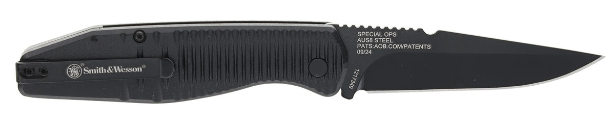 S&W 1215357 Special Ops Full Size 3.40" Folding Knife Drop Point AUS-8A Stainless Steel Blade Aluminum Handle