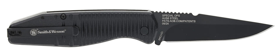 S&W 1215357 Special Ops Full Size 3.40" Folding Knife Drop Point AUS-8A Stainless Steel Blade Aluminum Handle