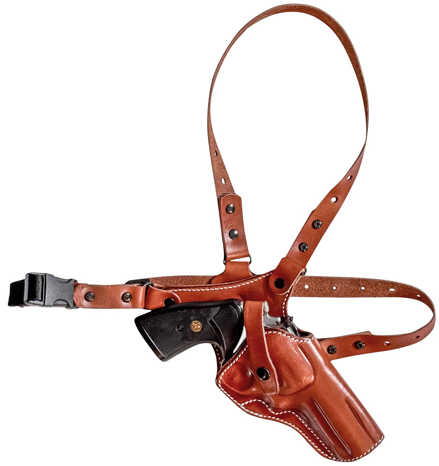 1791 Gunleather Pathfinder Chest Holster Brown Right Hand for S&W / Ruger Frame Revolvers