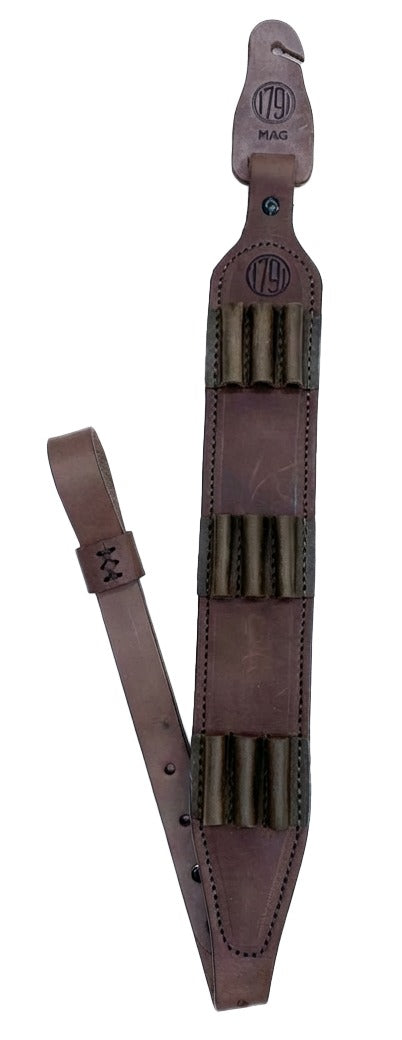 1791 Gunleather Hunt Rifle Ammo Sling Oiled Brown Leather 9 Shell Carrier Adjustable 32-37 in OAL