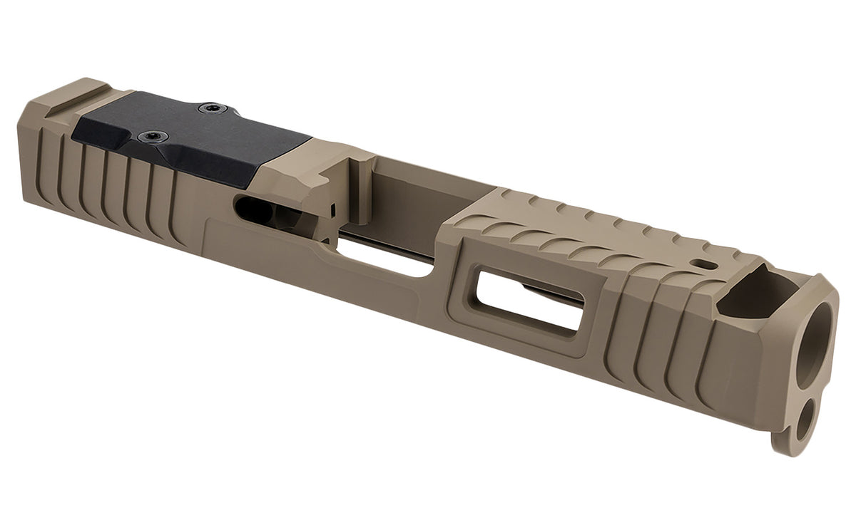 Zaffiri Precision ZPS.IBS Glock 43/43x Custom Slide Flat Dark Earth 17-4 Stainless Steel Blowhole Compensator