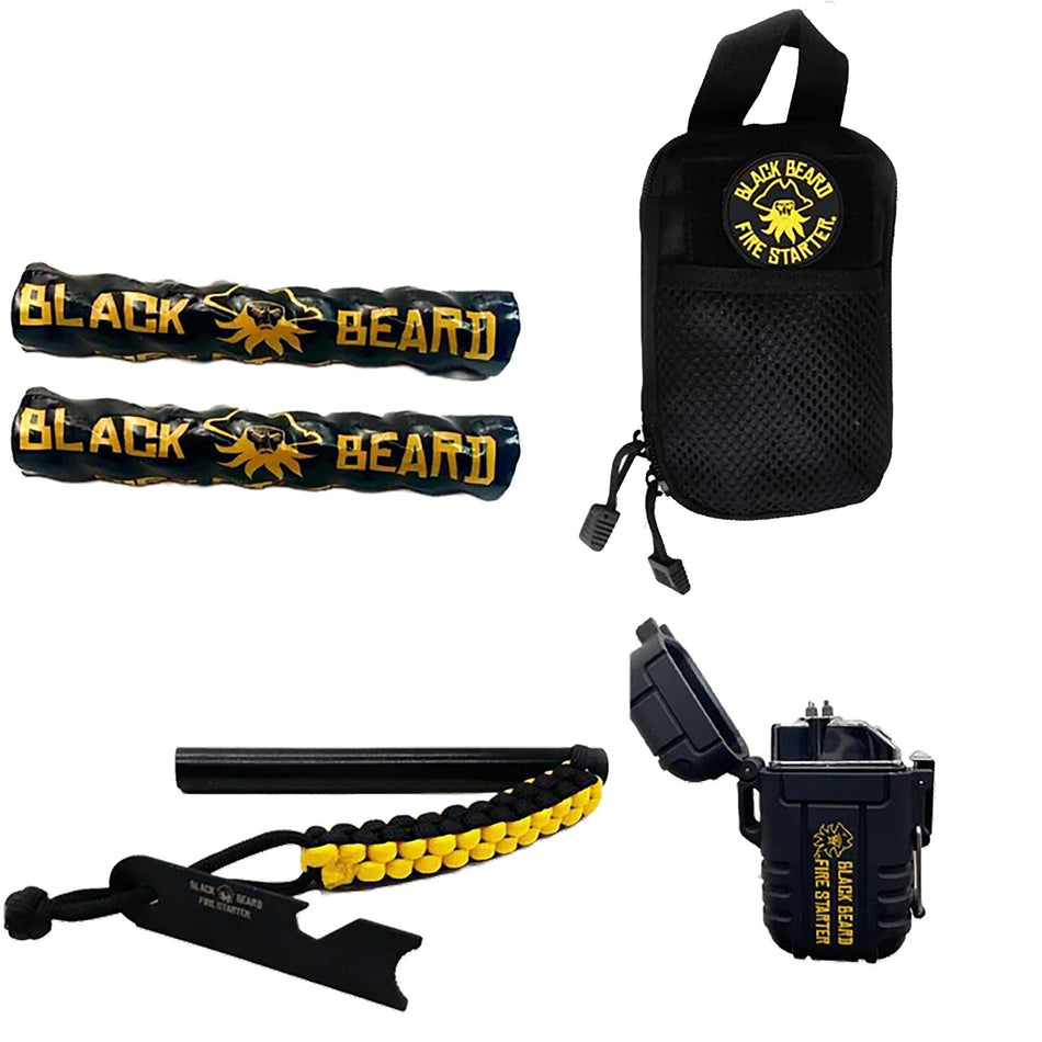 Black Beard All-Weather Ultimate Fire Starter Kit with Plasma Arc Lighter and Ferro Rod