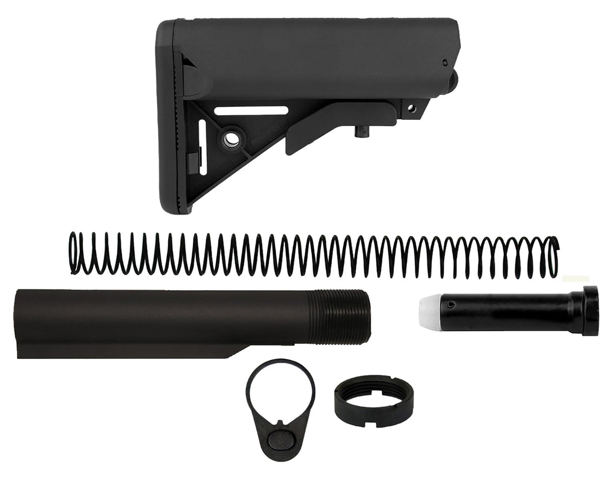 TacFire Mil-Spec Complete AR-15 SOPMOD Stock Kit with Buttpad Black