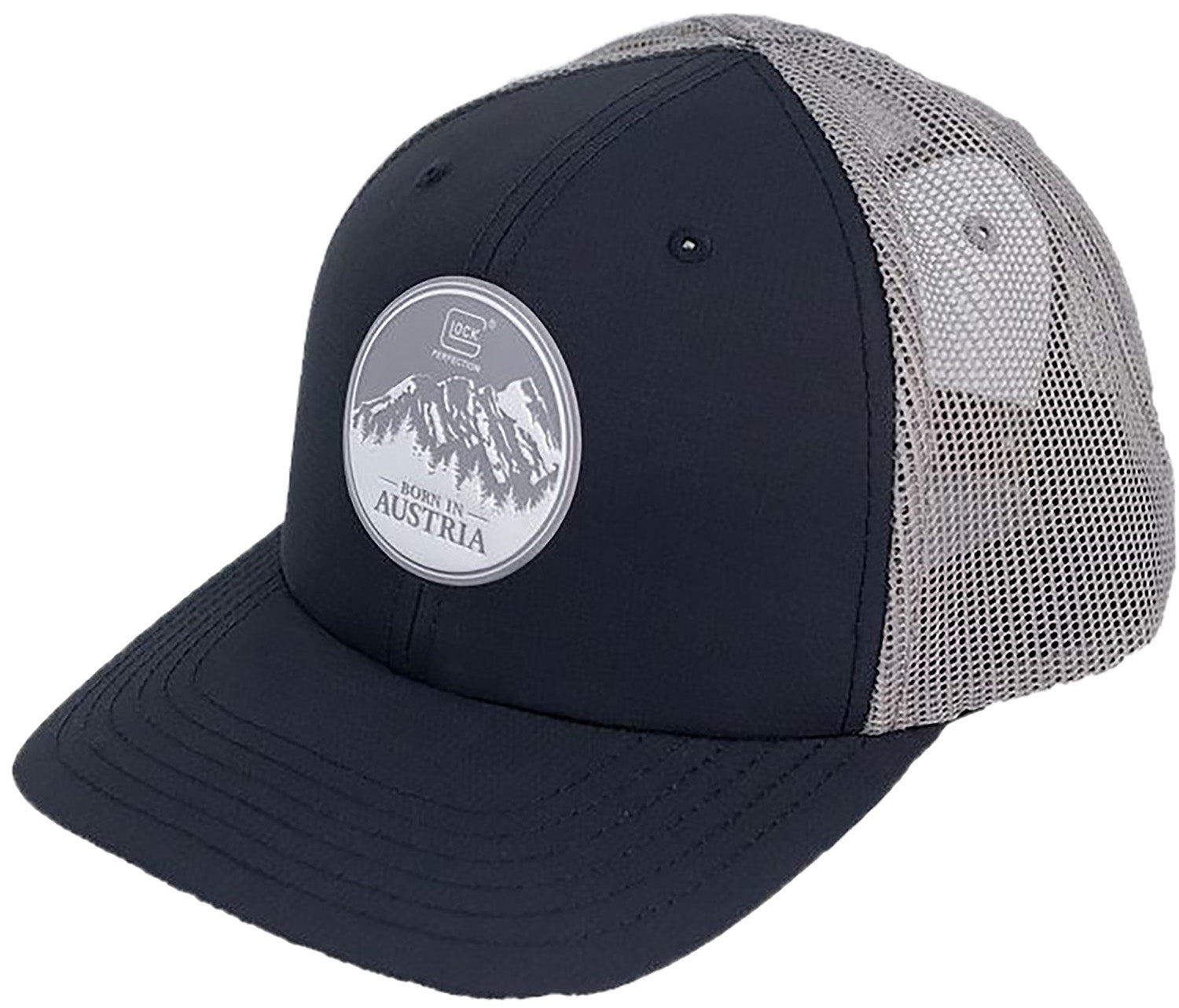 Glock Branded Born In Austria Navy Gray Mesh Snapback Hat