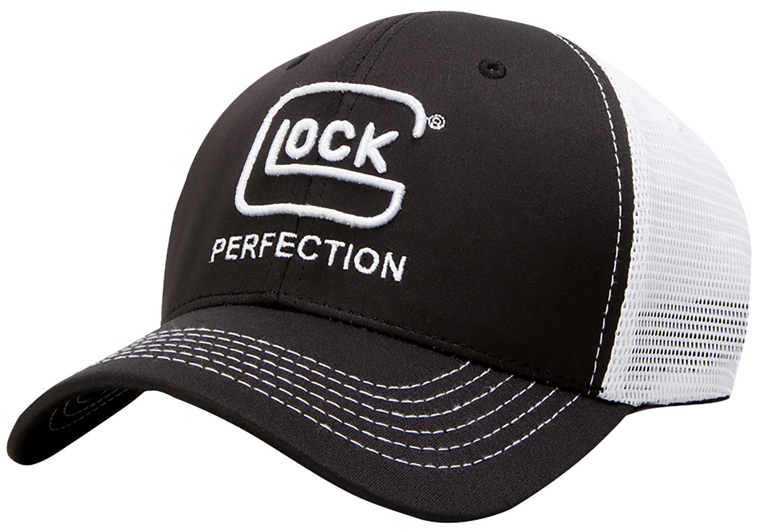 Glock Branded Ranger Mesh Hat Black White Embroidered Perfection