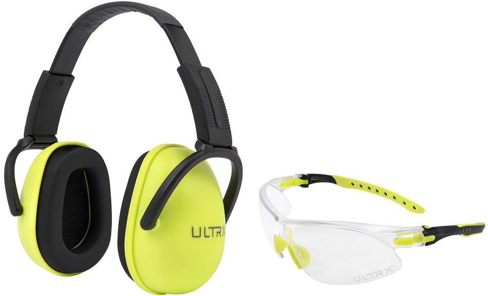Allen 4176 Ultrax Sound Blocker Youth Ear Eye Combo Protection Lime Green 23 dB