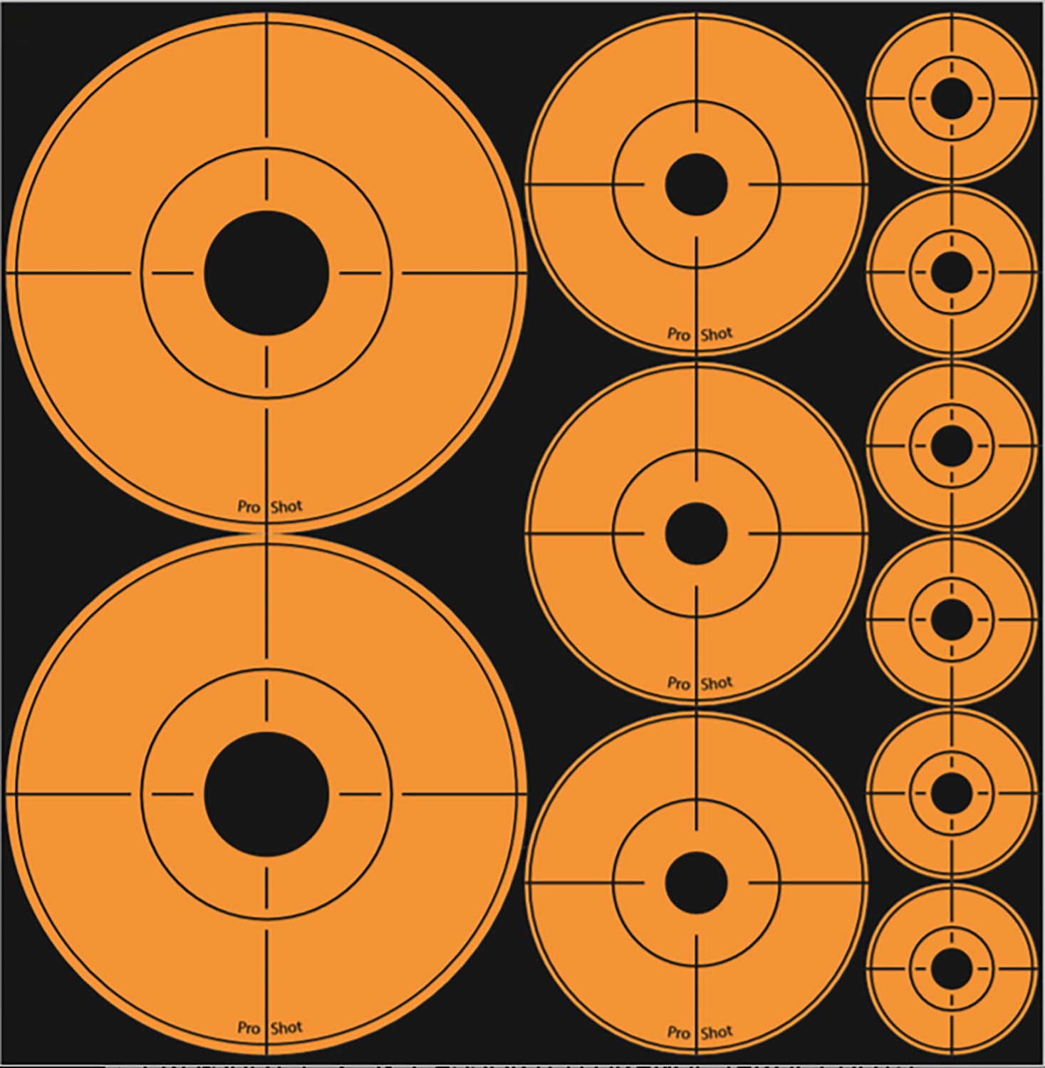 Pro-Shot Assorted Black/Orange Peel and Stick Target Dot Stickers 10 Pack