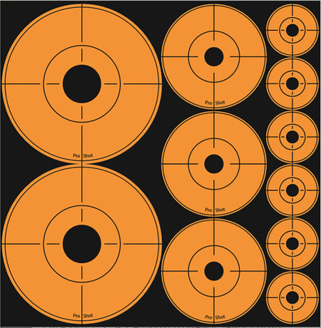Pro-Shot Assorted Black/Orange Peel and Stick Target Dot Stickers 10 Pack