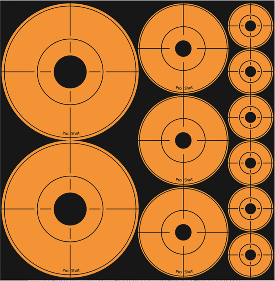 Pro-Shot Assorted Black/Orange Peel and Stick Target Dot Stickers 10 Pack