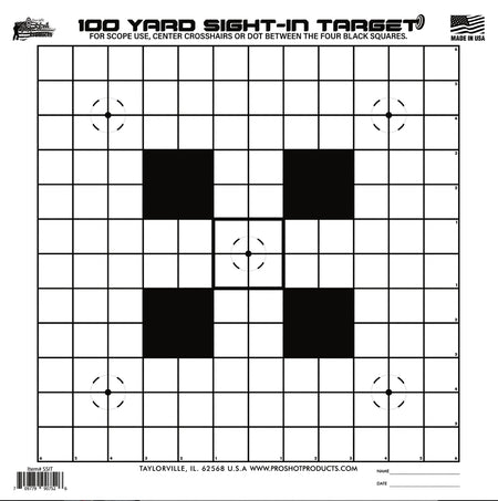 Pro-Shot 14"x14" Black/White Heavy Paper Sight-In Hanging Targets 100yds 12 Pack
