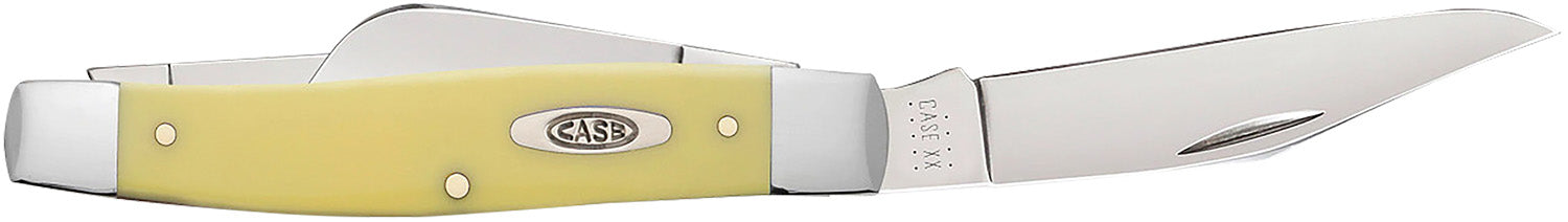 Case 00203 Large Stockman 3-Blade Folding Pocket Knife, Carbon Steel, Yellow Synthetic Handle