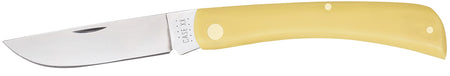 Case 00038 Folding Sod Buster Knife, Carbon Steel Skinner Blade, Smooth Yellow Synthetic Handle