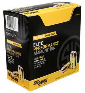 Sig Sauer E10MM FMJ Training,Target 10mm Auto 180 grain Full Metal Jacket ammunition