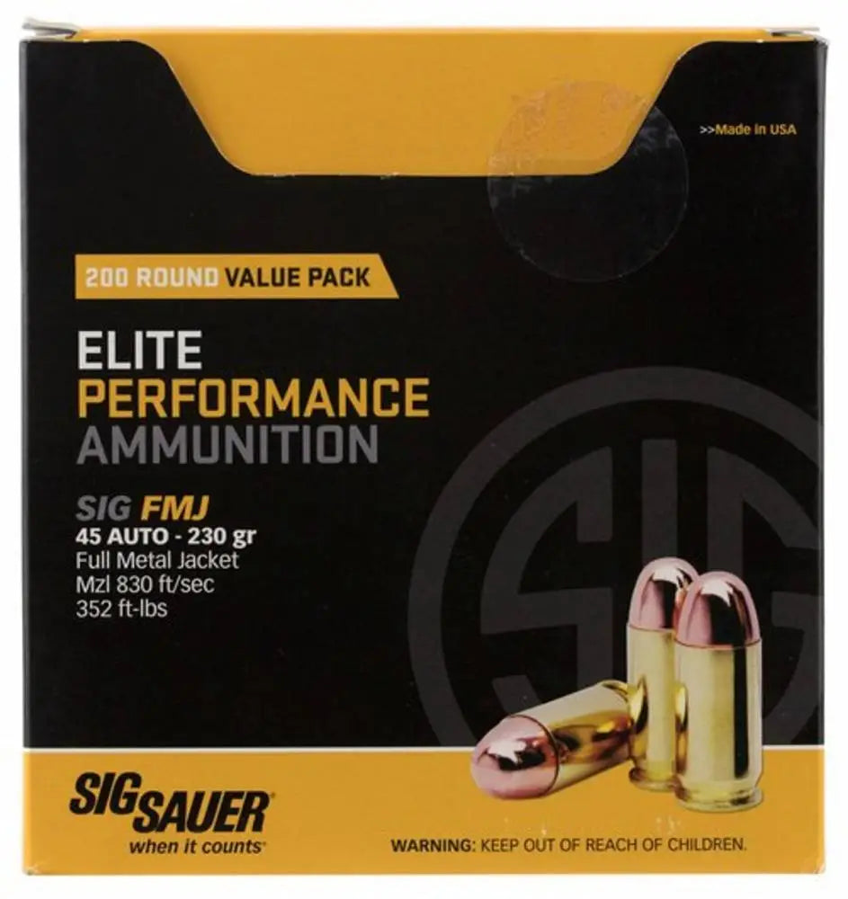 Sig Sauer ELITE PERFORMANCE BA FMJ FMJ Training,Target .45 ACP/Auto 230 grain Full Metal Jacket ammunition