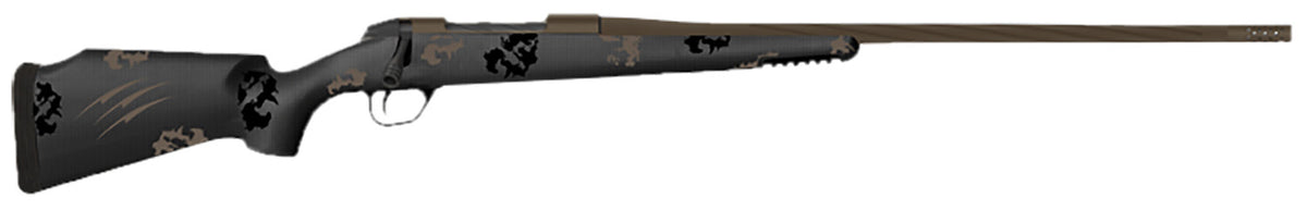 Fierce Firearms TWTROG65PRC22BT Twisted TI Rogue 6.5 PRC 22" Black Cerakote Steel Threaded Barrel, Drilled & Tapped Titanium Receiver, LR Negative Comb Trophy Camo Carbon Fiber Stock