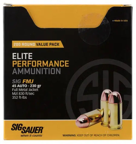 Sig Sauer ELITE PERFORMANCE BA FMJ FMJ Training,Target 9mm Luger / Parabellum 115 grain Full Metal Jacket ammunition