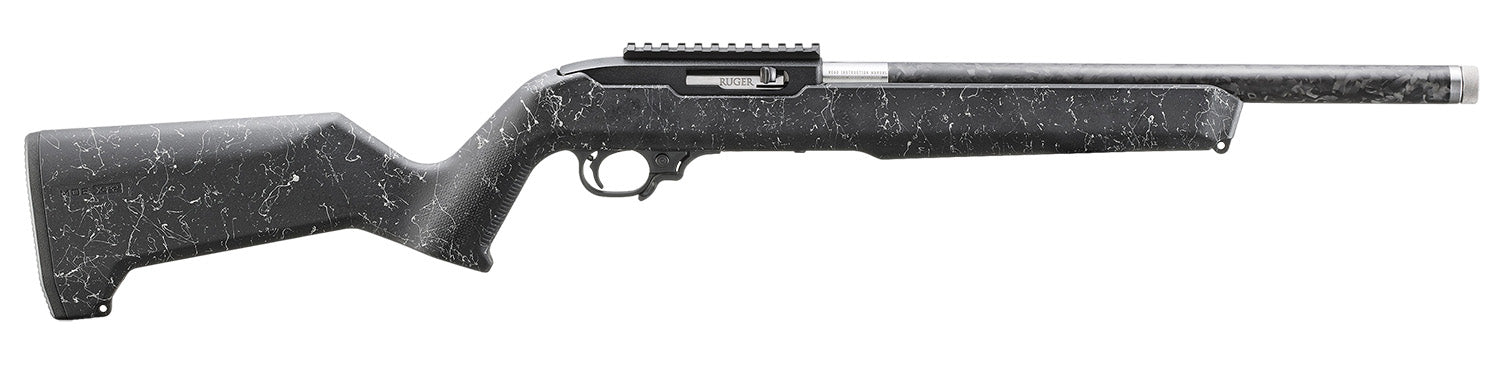 Ruger 31220 10/22 Carbine 22 LR 10+1 16.10" Clear Satin Finish On Stainless Steel/Carbon Fiber Threaded Barrel, Steel Receiver w/Scope Rail, Fixed Textured Magpul MOE X-22 White Speckled Black Synthe