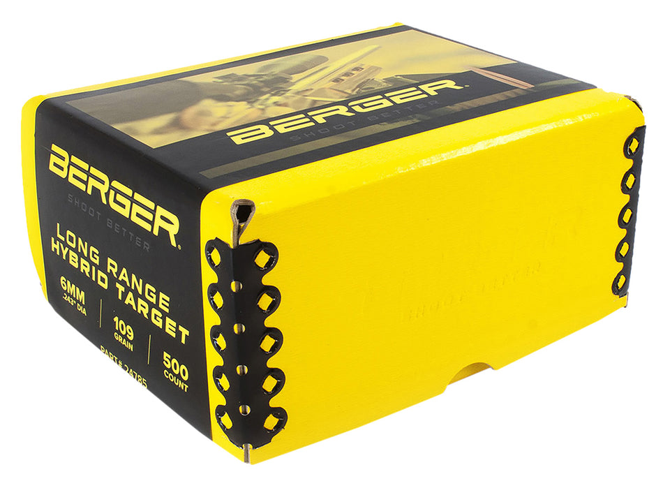 Berger 6mm 109gr Long Range Hybrid Target Reloading Bullets 500/Box