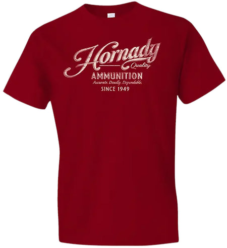 Hornady 31875 Red Cotton Semi-Fitted Vintage Script T-Shirt 2XL