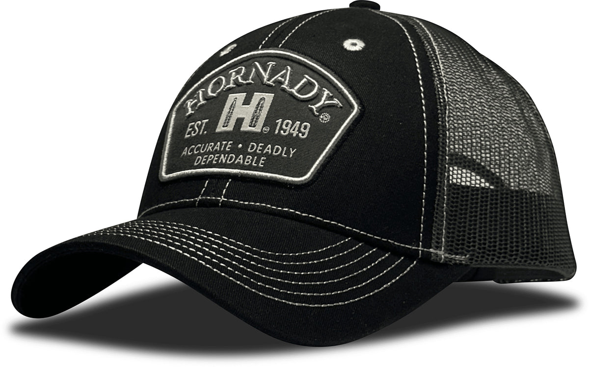 Hornady 32790 Black Trucker Hat with Felt Hornady Patch
