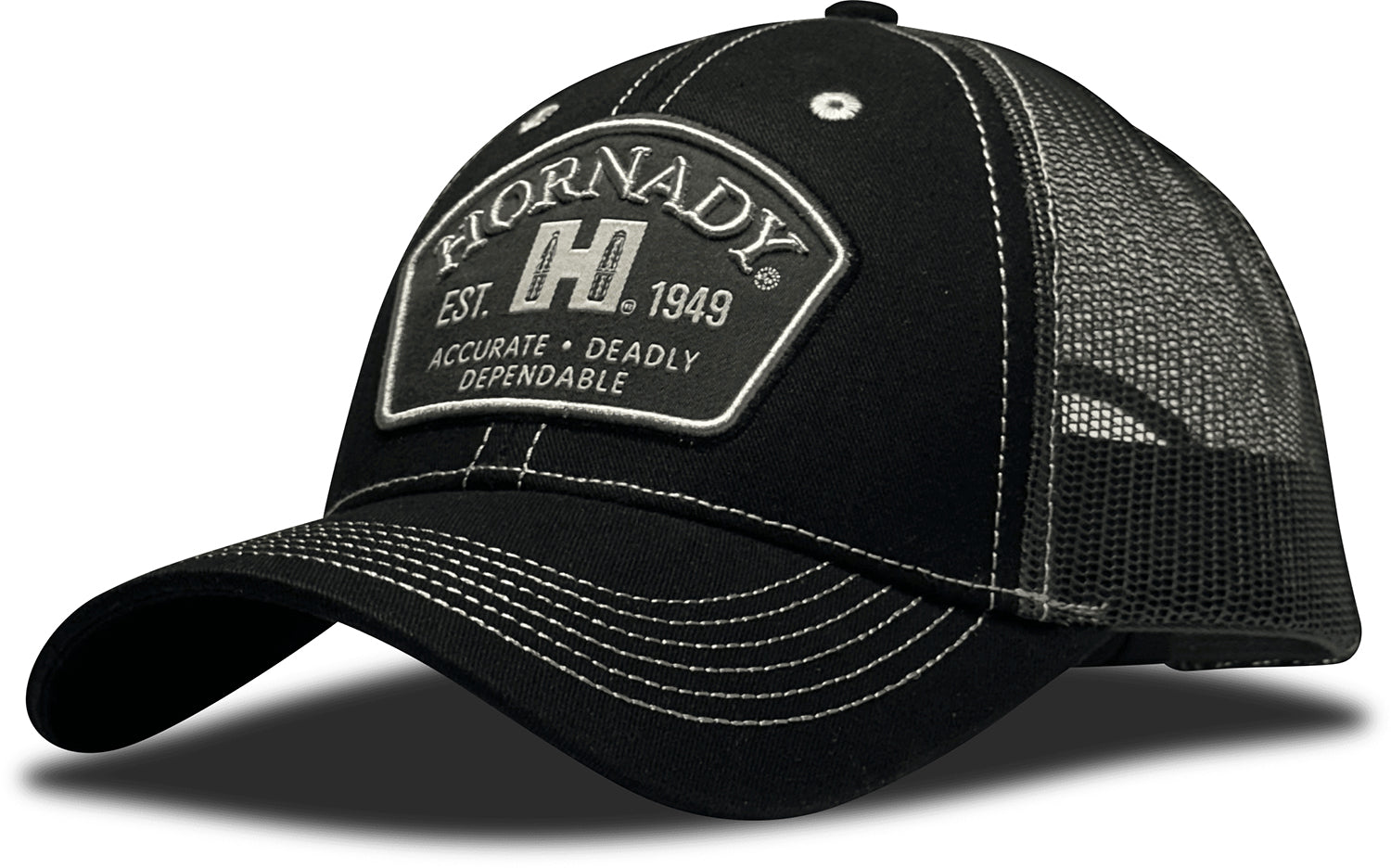 Hornady 32790 Black Trucker Hat with Felt Hornady Patch