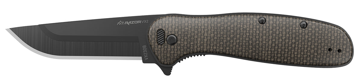 Outdoor Edge VX230DC Razor VX2 3-Inch Folding Knife, 420J2 SS Plain Blade, Brown/Burlap Handle