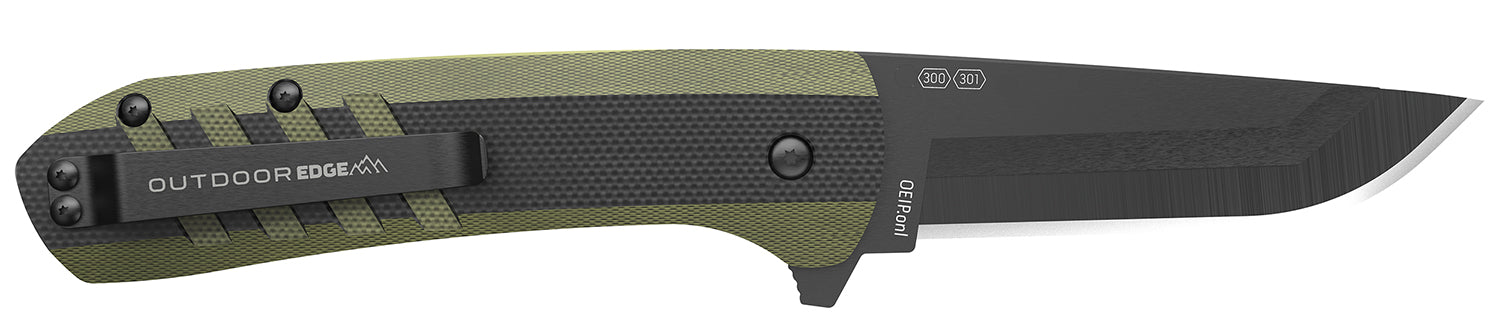 Outdoor Edge VX430BC Razor VX4 3-Inch Folding Plain Blade Pocket Knife, Black/Green
