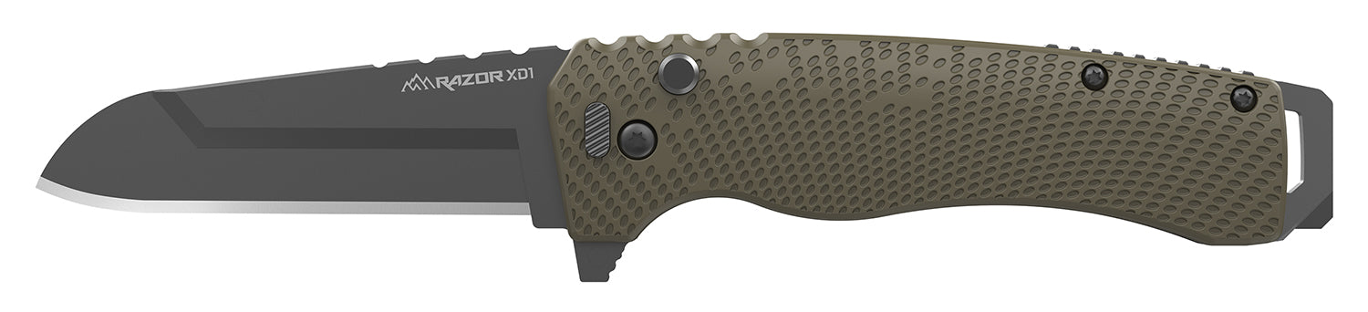 Outdoor Edge XD130AC Razor XD1 3" Folding Plain Utility Knife, 420J2 Stainless Steel, Tan GFN Handle