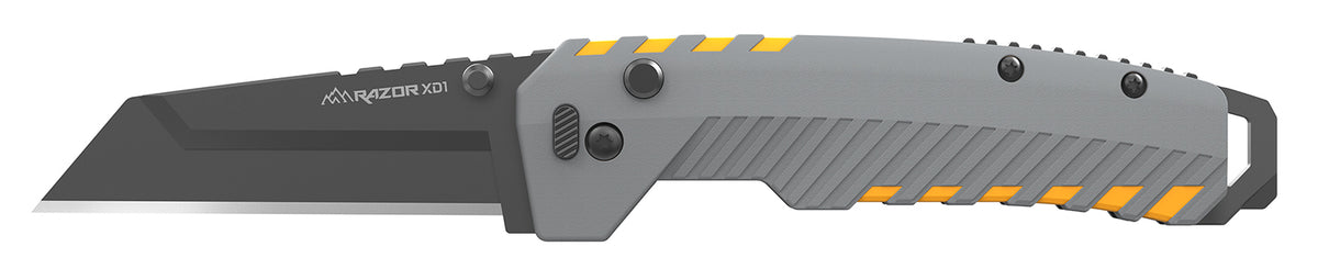 Outdoor Edge XDS230AC Razor XD2 3" Folding Plain Edge Knife, 420J2 SS Blade, Gray/Yellow Handle