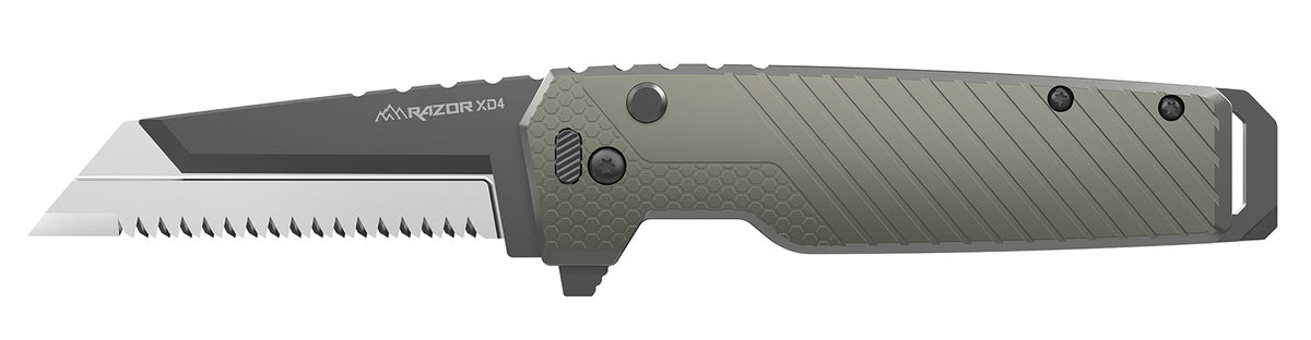 Outdoor Edge XDS430AC 3" Serrated Folding Blade Knife, 420J2 SS, Green Handle