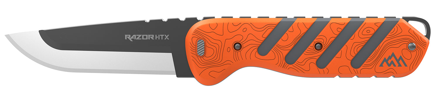 Outdoor Edge HTX35B6C 3.50" Plain Folding Knife 420J2 SS, Orange/Gray