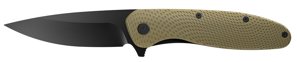 Outdoor Edge VD1C 3.15" Drop Point Folding Knife Black Oxide 4Cr14MoV, Green Handle