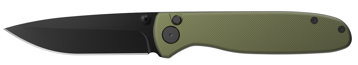 Outdoor Edge DK1C 3.25" Drop Point Folding Knife Black Oxide 8Cr13MoV SS, Green Anodized