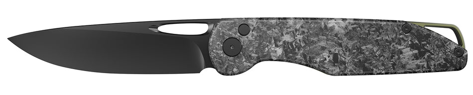 Outdoor Edge KN1C 3.30" Drop Point Knife Black Oxide 8Cr13MoV SS, Carbon Fiber Handle