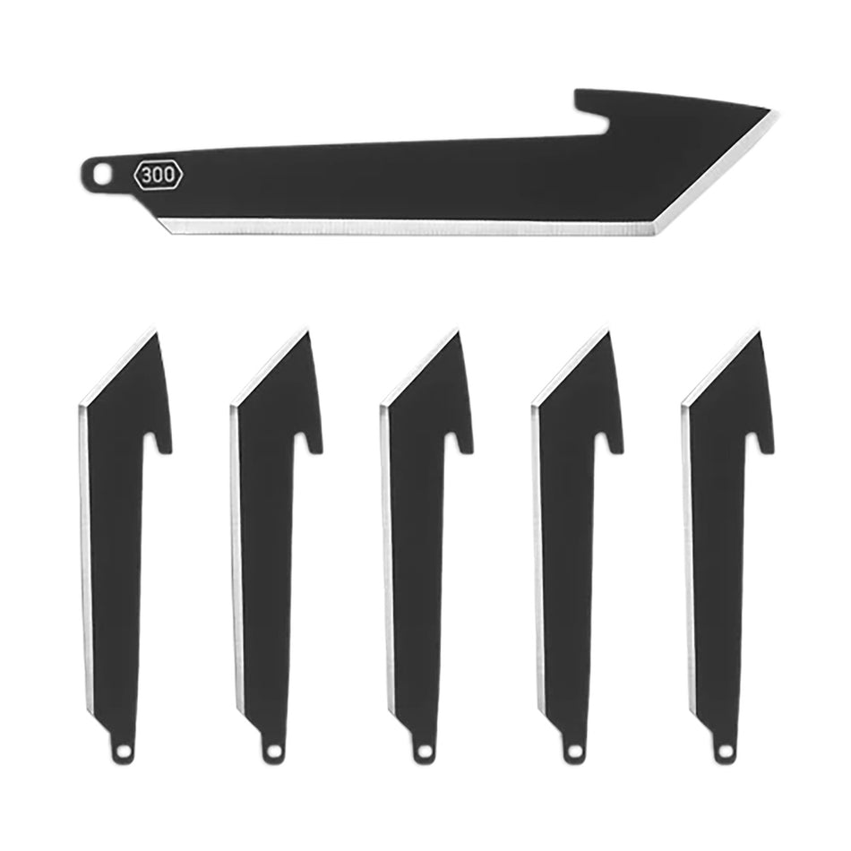 Outdoor Edge RRT30K6C 3" Replaceable Blade Tanto Knife, 420J2 SS Black Oxide, 6-Pack